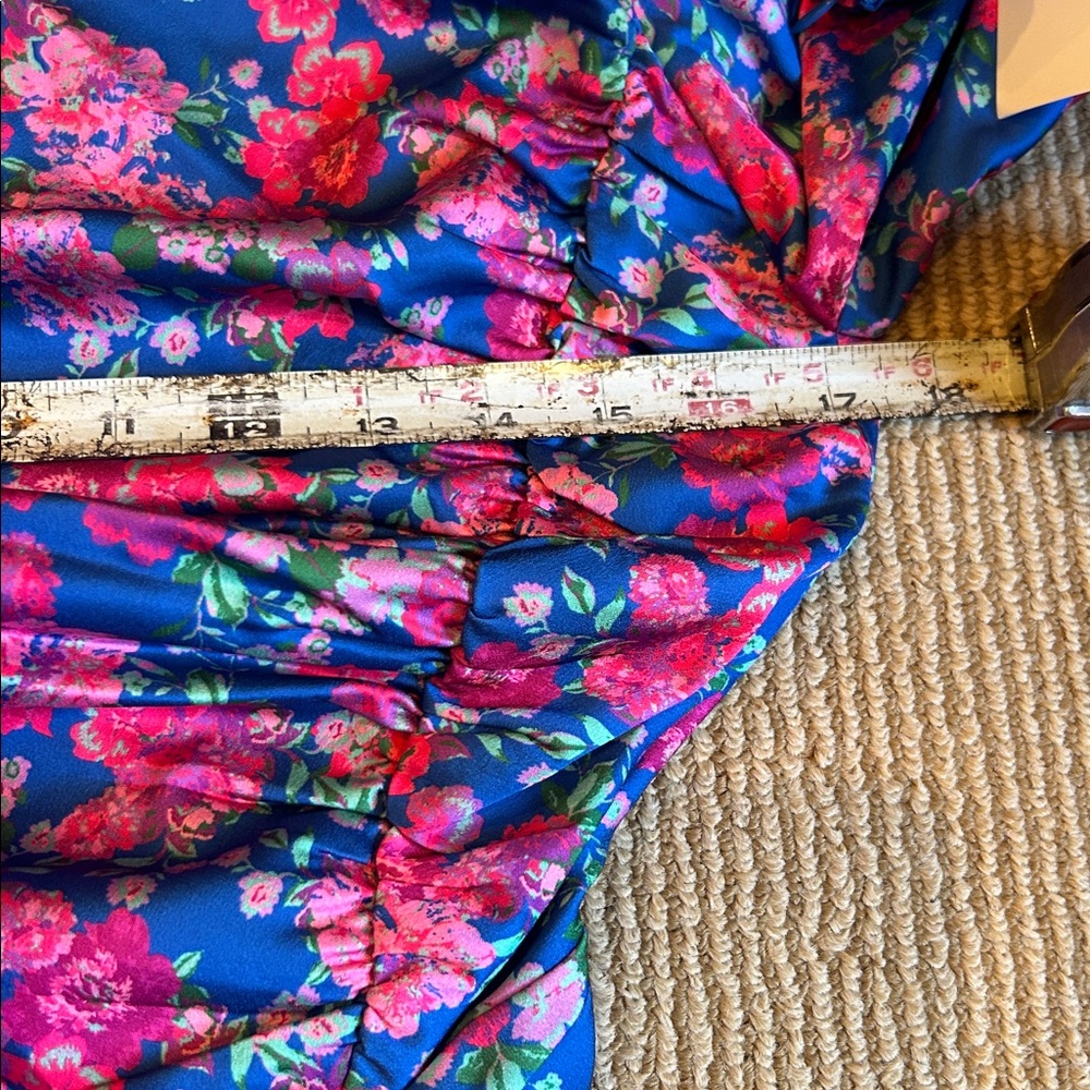 NWT For Love And Lemons Annie midid Floral Long Sleeve Dress in cobalt Blue XS/S - Picture 14 of 15